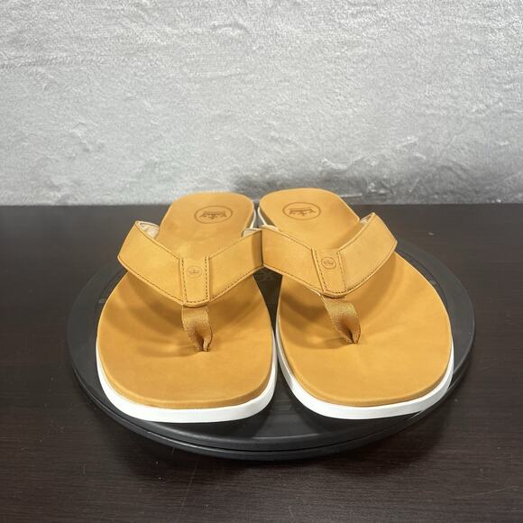 Peter Millar Mens Size US 13 Hyperlight Slide Nubuck Tan Thong Flip Flop Sandals - Picture 2 of 10
